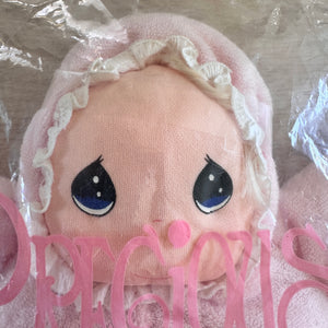 Vintage Precious Moments Terry Cloth Soft Plush Baby Doll 1995 Dakin Avon Lovey Pink Girl Collectible Beanbag Stuffed Toy 10"