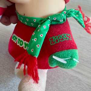 Vintage Ziggy Christmas Plush Doll JOY TO YOU 7" 1987 Collectible Tom Wilson Soft Plush Stuffed Toy with Scarf & Candy Cane