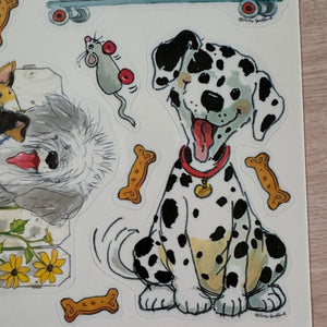 Lot de 5 autocollants vintage pour fenêtre 12" x 17" Feuille Wags &amp; Whiskers Chats et chiens École Salle de classe Enseignant Produit