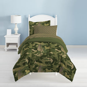 Green Camouflage Bedding Twin or Full Teen Boy Bed in a Bag Comforter Army Camo Set