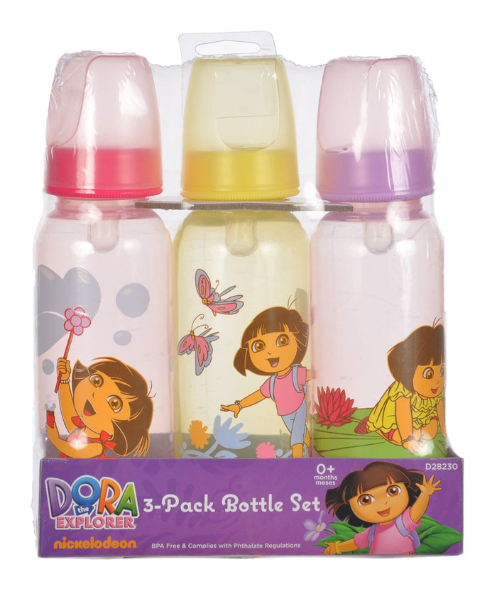 Vintage New Rare Dora The Explorer Baby Boy Bottles 9 oz - 3-Pack Newborn / Small New Baby Shower Gift