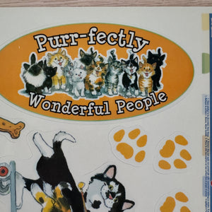 Vintage 5-Piece Window Clings 12" x 17" Sheet Wags & Whiskers Cats & Dogs School Classroom Teacher Product