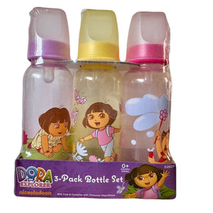 Vintage New Rare Dora The Explorer Baby Boy Bottles 9 oz - 3-Pack Newborn / Small New Baby Shower Gift