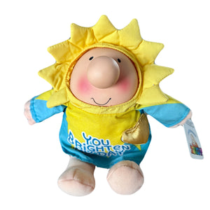 Rare Vintage YOU BRIGHTEN MY DAY Sunshine Ziggy Plush Message Friendship Doll Stuffed Toy by Russ 7" 2005 Fun Collectible