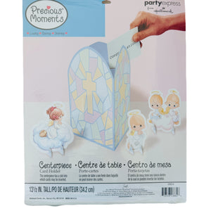 Centro de mesa de papel de 13" con ángeles en las nubes de Precious Moments vintage con cruz para bautizo, primera comunión, confirmación, religioso, cristiano