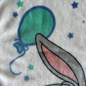 Vintage 2000 Rare Baby Looney Tunes Bugs Bunny with Balloons Infant Crib Blanket Luxury Plush Throw 30" x 42"