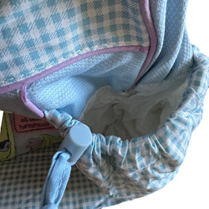 New Rare Vintage Rare Winnie The Pooh Blue Gingham Checkered Large Baby Diaper Bag with Adjustable Pockets