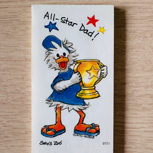 Vintage Rare Suzy’s Zoo All-Star Dad Jack Quacker Father's Day Single Character Sticker Sheet 2" x 3.5"