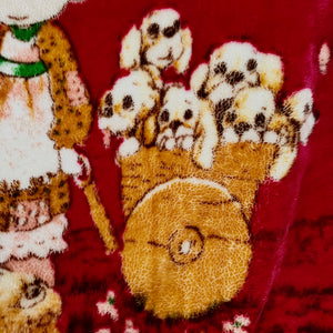 Vintage Rare Precious Moments Baby Crib Toddler Little Girl Dogs Puppies Red Blanket Cheerful Giver Luxury Plush Raschel Thick Velvet Velour Korean Minky Throw 39" x 46"