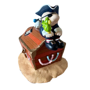 Vintage Pirate On A Treasure Chest Ziggy & Dog Fuzz Figurine by Tom Wilson Collectible 6" Trinket Storage Box 1998 Dylan Designs