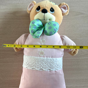 Vintage New Precious Moments 15" Pink Bear Teddy Pillow with Bow & Hidden Pocket Rare 1999 Collectible