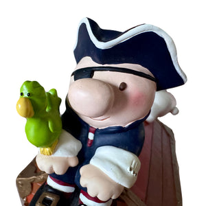 Vintage Pirate On A Treasure Chest Ziggy & Dog Fuzz Figurine by Tom Wilson Collectible 6" Trinket Storage Box 1998 Dylan Designs