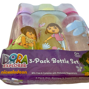 Vintage New Rare Dora The Explorer Baby Boy Bottles 9 oz - 3-Pack Newborn / Small New Baby Shower Gift