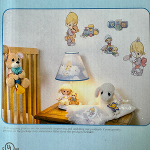 Vintage New Rare Precious Moments Baby Nursery Lamp with Plush Angel Boy Girl and Bear by Luv'n Care 2002