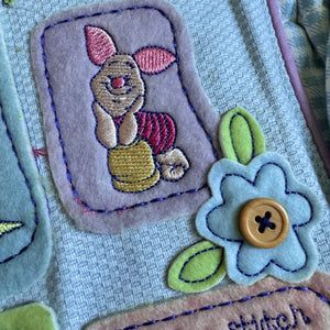 Pooh Diaper Bag - Embroidery, Appliques & Button Embelishments on the Front