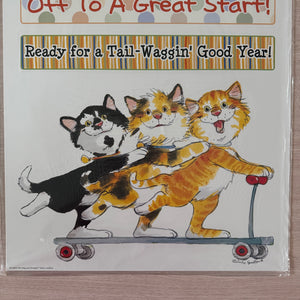 Ensemble de grands tableaux d'affichage vintage et rare Suzy's Zoo Wags &amp; Whiskers Cats &amp; Dogs Paw Print « Bienvenue dans notre classe » Produit pour enseignant en classe