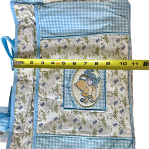 New Vintage Rare Classic Winnie The Pooh & Piglet Large Baby Diaper Bag Blue Gingham Checkered & Floral Butterfly Print