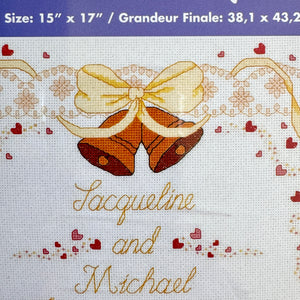 Kit de punto de cruz contado o patrón en PDF con instrucciones, muestrario de bodas de Winnie the Pooh de Disney, campanas y corazones, Piglet, Eeyore, Tigger, recuerdo de 15" x 17" de Janlynn 1133-63 o Designer Stitches H28