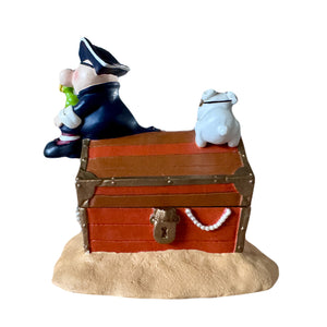 Vintage Pirate On A Treasure Chest Ziggy & Dog Fuzz Figurine by Tom Wilson Collectible 6" Trinket Storage Box 1998 Dylan Designs