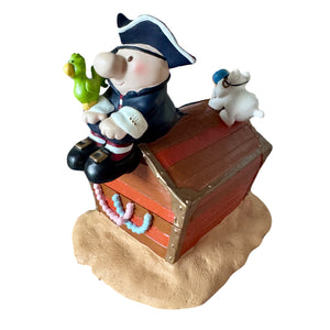 Vintage Pirate On A Treasure Chest Ziggy & Dog Fuzz Figurine by Tom Wilson Collectible 6" Trinket Storage Box 1998 Dylan Designs