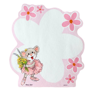 Vintage Suzy's Zoo Tilly Ballerina Mouse Die Cut Single Stationery Memo Note Sheet 5.5" x 6"