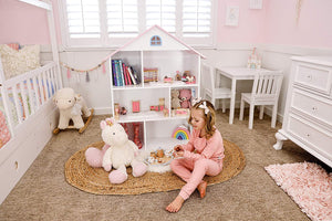 Modern White Dollhouse Wooden Wall Decor Bookcase Book Shelf 42" x 33" x 12" Kids Furniture