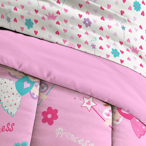 Pink Magical Princess Fairy Bedding for Little Girls Twin Bed in a Bag Ensemble