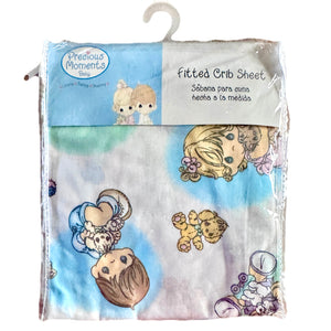 NEW Vintage Precious Moments Babies Buttons & Bows Fitted Crib Sheet Crown Crafts 2004 Boy Girl Unisex