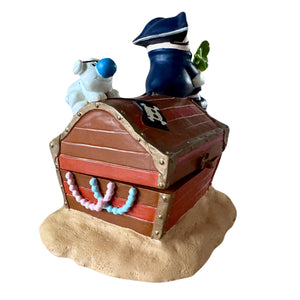 Vintage Pirate On A Treasure Chest Ziggy & Dog Fuzz Figurine by Tom Wilson Collectible 6" Trinket Storage Box 1998 Dylan Designs