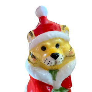 Rare Vintage Suzy’s Zoo Christmas Tiger Bone China Figurine Collectible Statue by Suzy Spafford 1979 Enesco