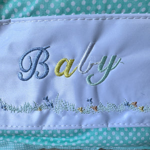 Vintage Rare New Precious Moments Style Green Boy Medium Diaper Bag with Bonus Teething Toy Ring Elegant Kids 2000 Baby Shower Gift