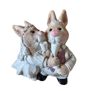 Vintage Suzy’s Zoo Bunny Rabbit Bride & Groom Collectible 4.5" Figurine Statue by Suzy Spafford United Design Corp Rare