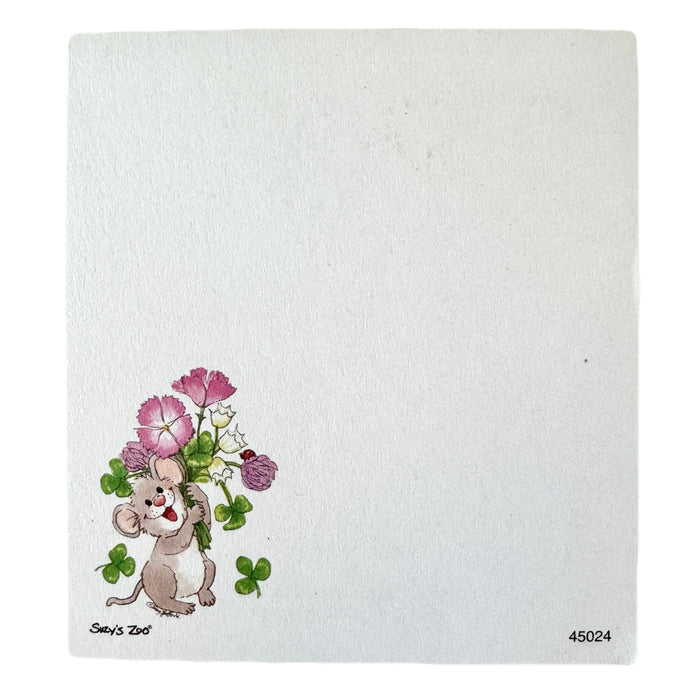 Suzy's Zoo Mouse with Bouquet of Flowers Memo Note Sheet 2pc Set