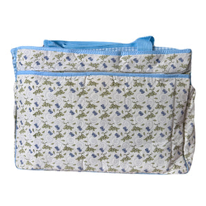 New Vintage Rare Classic Winnie The Pooh & Piglet Large Baby Diaper Bag Blue Gingham Checkered & Floral Butterfly Print