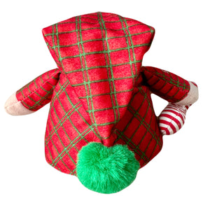 Vintage Ziggy Christmas Plush Elf With Candy Cane Rag Doll I LOVE YOU 7" 1991 Collectible Tom Wilson Soft Plush Stuffed Toy Red Green Plaid