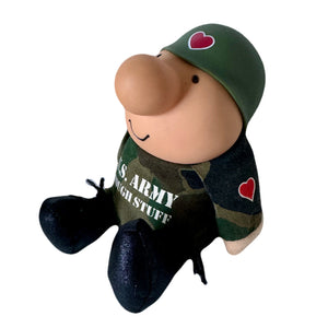 Muñeco de trapo de peluche Ziggy vintage de 1986 de 7 pulgadas, soldado militar del ejército de EE. UU., juguete de peluche coleccionable con camuflaje y corazón de amor