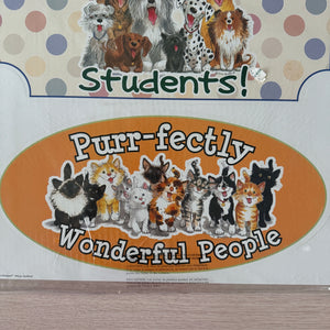 Vintage New Rare Suzy's Zoo Wags & Whiskers Cats & Dogs Paw Print 'Welcome To Our Class' Large Bulletin Board Set Classroom Teacher Product