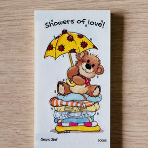 Vintage Rare Suzy’s Zoo Showers of Love! Baby Bear Single Character Sticker Sheet 2" x 3.5"