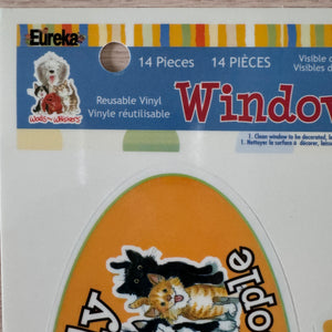 Vintage 5-Piece Window Clings 12" x 17" Sheet Wags & Whiskers Cats & Dogs School Classroom Teacher Product