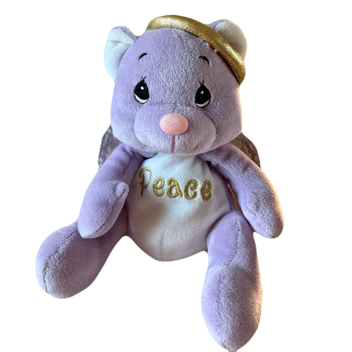 Vintage 2000 Precious Moments Christmas Angel Purple Plush Bear Angel PEACE Beanie Rag Doll 7" Collectible Soft Stuffed Toy