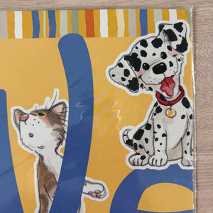 Banner horizontal de bienvenida de 4 pies con gatos y perros Wags &amp; Whiskers de Suzy's Zoo vintage, 2005, producto para maestros de aulas escolares