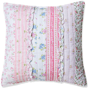 Romantic Shabby Chic Pink Lace Girl Bedding Twin Full/Queen King Ruffled Quilt Set with Stripes & Floral Print