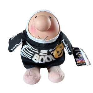 Vintage Rare BOO TO YOU Halloween Ziggy Skeleton Plush Toy Rag Message 7" Doll 2005 Collectible