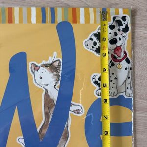 Banner horizontal de bienvenida de 4 pies con gatos y perros Wags &amp; Whiskers de Suzy's Zoo vintage, 2005, producto para maestros de aulas escolares