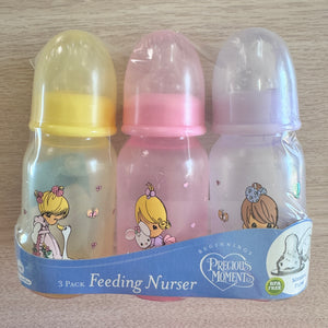 Vintage Precious Moments Baby Girls Bottles 4oz - 3-Pack Feeding Nursers BPA-Free New Baby Shower Gift