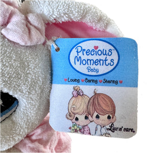 Vintage Rare Talking Precious Moments 9" Baby White & Pink Girl Bunny Rabbit Plush Soft Rag Doll Says Lord's Bedtime Prayer Pal Collectible Stuffed Animal Praying Toy