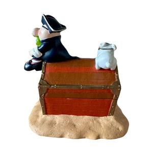 Vintage Pirate On A Treasure Chest Ziggy & Dog Fuzz Figurine by Tom Wilson Collectible 6" Trinket Storage Box 1998 Dylan Designs