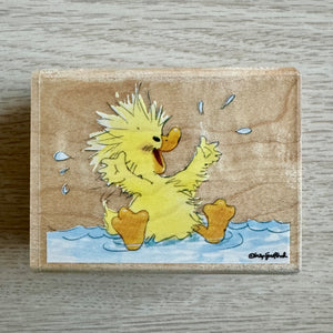 New Vintage Little Suzy's Zoo Splashing Witzy Duck Wooden Rubber Stamp by Rubber Stampede A2263E