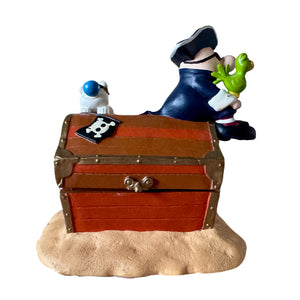 Vintage Pirate On A Treasure Chest Ziggy & Dog Fuzz Figurine by Tom Wilson Collectible 6" Trinket Storage Box 1998 Dylan Designs