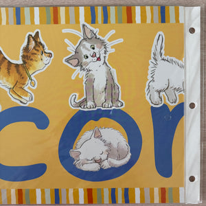 Bannière horizontale de bienvenue vintage Suzy's Zoo Wags &amp; Whiskers Cats &amp; Dogs 4 FT 2005 Produit pour enseignant en classe